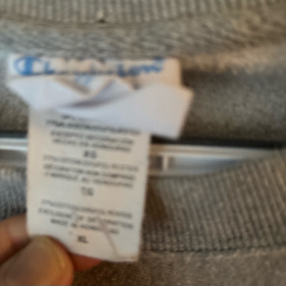 Champion Gray Crewneck Sweater with Orange Logo - Picture 2 of 9